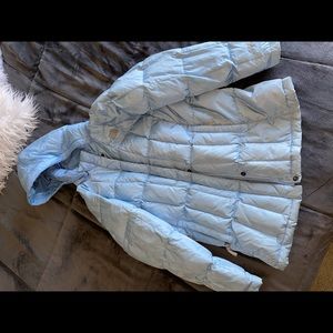 blue north face jacket